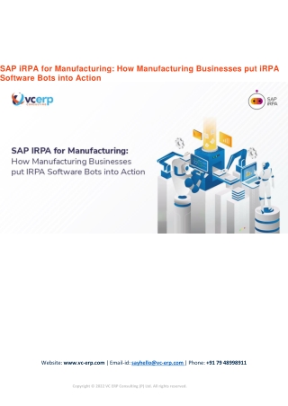 SAP iRPA for Manufacturing: How Manufacturing Businesses put iRPA Software Bots