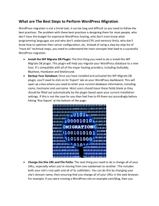 What are The Best Steps to Perform WordPress Migration