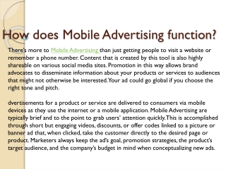 How does Mobile Advertising function