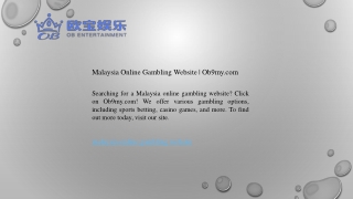 Malaysia Online Gambling Website  Ob9my.com