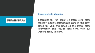 Emirates Loto Website  Emiratesdrawresults.com