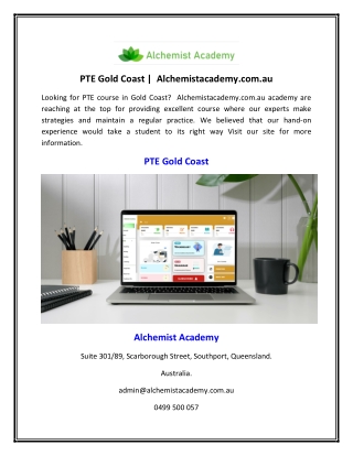 PTE Gold Coast |  Alchemistacademy.com.au