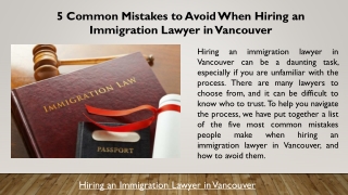 5 Common Mistakes to Avoid When Hiring an Immigration Lawyer in Vancouver