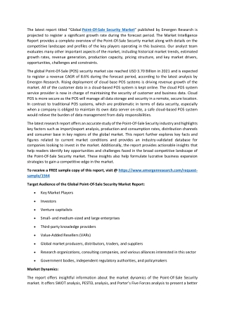Navigating Point-Of-Sale Security Market: A Study of the Industry's Key Segments