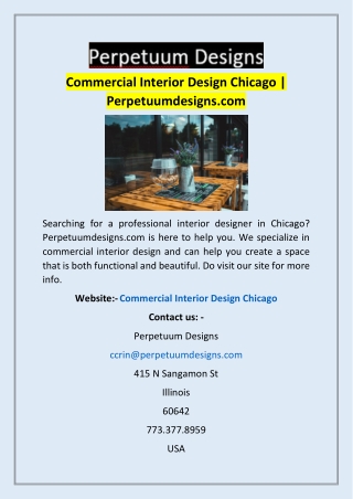 Commercial Interior Design Chicago | Perpetuumdesigns.com