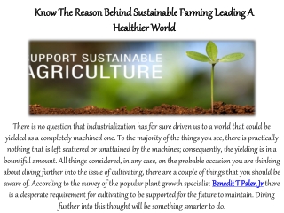 Know The Reason Behind Sustainable Farming Leading A Healthier World