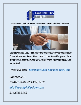 Merchant Cash Advance Law Firm  Grant Phillips Law PLLC