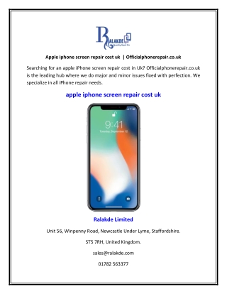 Apple iphone screen repair cost uk  | Officialphonerepair.co.uk