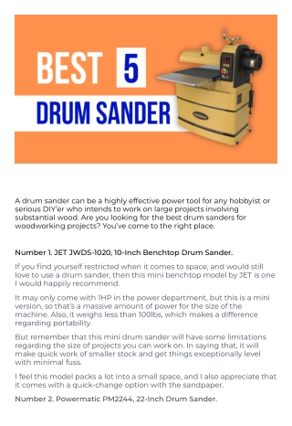 Best Drum Sanders (Top 5 Picks)