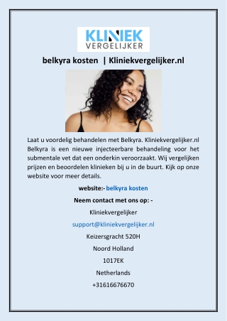 belkyra kosten  | Kliniekvergelijker.nl