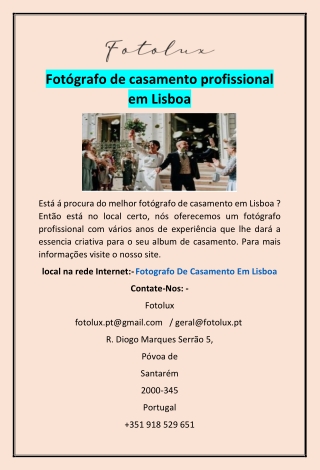 Fotógrafo de casamento profissional em Lisboa