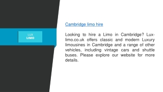 Cambridge Limo Hire  Lux-limo.co.uk