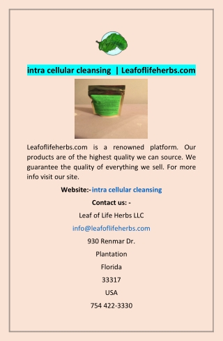 intra cellular cleansing  | Leafoflifeherbs.com