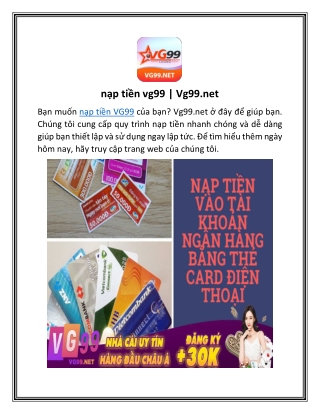 nạp tiền vg99  Vg99.net