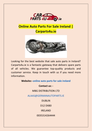 Online Auto Parts For Sale Ireland | Carparts4u.ie