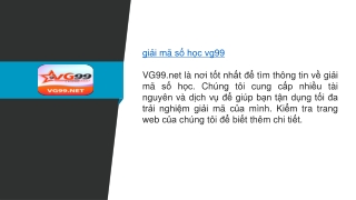 giải mã số học vg99  Vg99.net