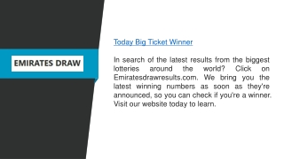 Today Big Ticket Winner  Emiratesdrawresults.com