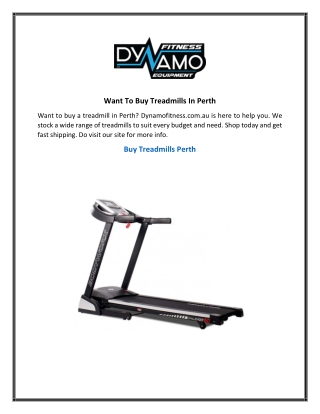 Want To Buy Treadmills In Perth