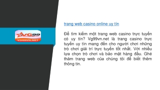 trang web casino online uy tín  Vg99vn.net