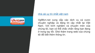 nhà cái uy tín nhất việt nam  Vg99vn.net