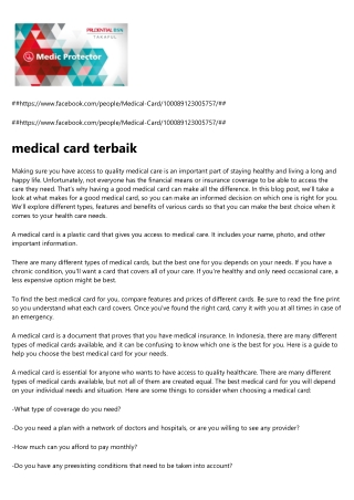 medical card terbaik