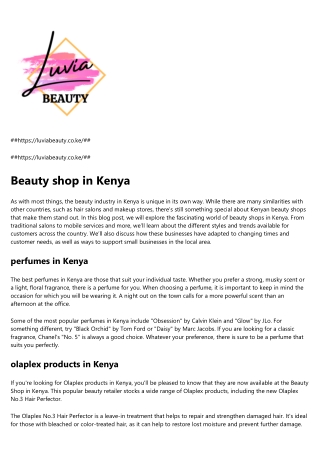 Beauty shop in Kenya