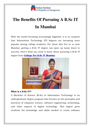 College For B.Sc IT Mumbai Call-8554022555