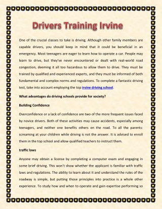 Drivers Training Irvine