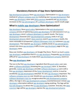 Mandatory Elements of App Store Optimization