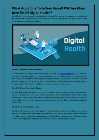 What According To Jeffrey Harrell PAC Are Main Benefits Of Digital Health