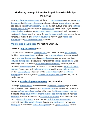 Marketing an App A Step-By-Step Guide to Mobile App Marketing