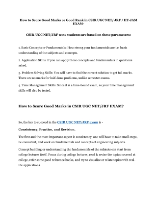 How to Score Good Marks or Good Rank in CSIR UGC NET