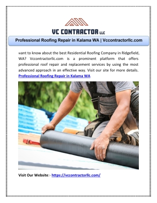 Professional Roofing Repair in Kalama WA | Vccontractorllc.com