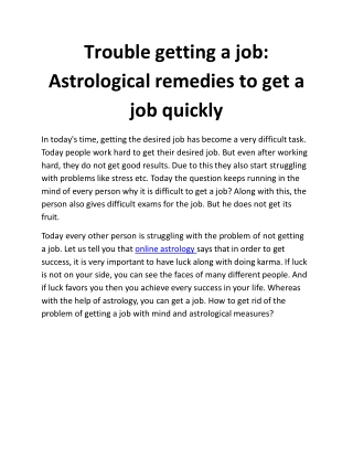 Trouble getting a job: Astrological remedies to get a job quickly