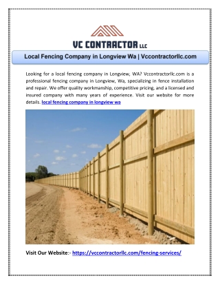 Local Fencing Company in Longview Wa | Vccontractorllc.com