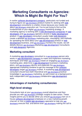 Marketing Consultants vs Agencies Which Is Might Be Right For You