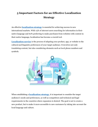 5 Important Factors for an Effective Localization Strategy