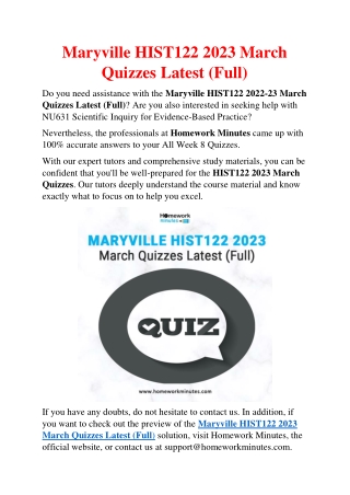 Maryville HIST122 2023 March Quizzes Latest (Full)