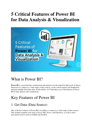 5 Critical Features of Power BI for Data Analysis & Visualization