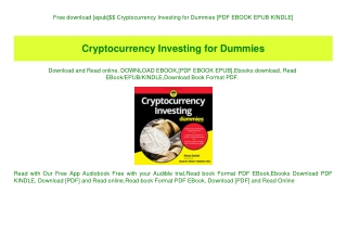Free download [epub]$$ Cryptocurrency Investing for Dummies [PDF EBOOK EPUB KINDLE]