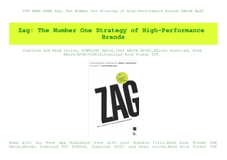 PDF READ FREE Zag The Number One Strategy of High-Performance Brands EBOOK #pdf