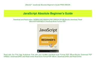 [Ebook]^^ JavaScript Absolute Beginner's Guide FREE EBOOK