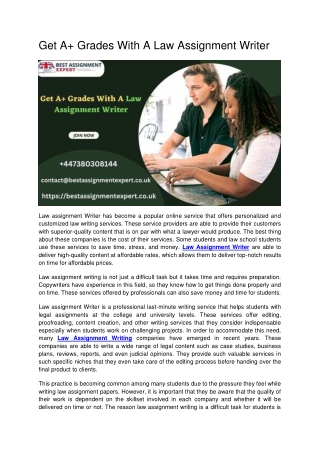 Get A  Grades With A Law Assignment Writer