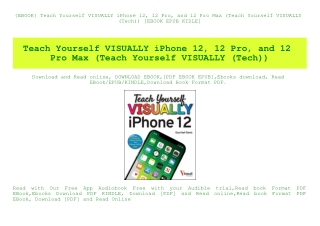 {EBOOK} Teach Yourself VISUALLY iPhone 12  12 Pro  and 12 Pro Max (Teach Yourself VISUALLY (Tech)) [EBOOK EPUB KIDLE]