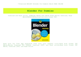 Download EBOoK@ Blender For Dummies Ebook READ ONLINE