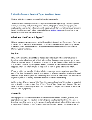 Content Creation | 6 Content Types And How to Use Them