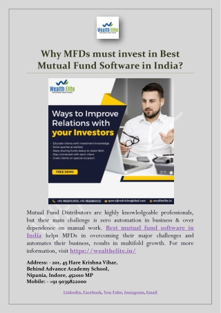 Why MFDs must invest in Best Mutual Fund Software in India