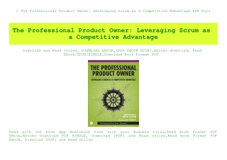 ^DOWNLOAD-PDF) The Professional Product Owner Leveraging Scrum as a Competitive Advantage PDF Full