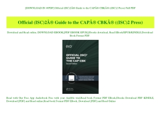 [DOWNLOAD IN @PDF] Official (ISC)2Ã‚Â® Guide to the CAPÃ‚Â® CBKÃ‚Â® ((ISC)2 Press) Full PDF