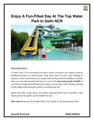 Enjoy A Fun-Filled Day At The Top Water Park In Delhi NCR